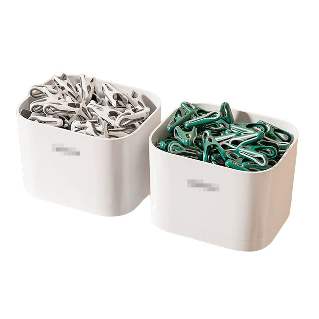 24pcs Clothes Pegs with Storage Basket Laundry Sock Clips Non Slip Drying Hanger