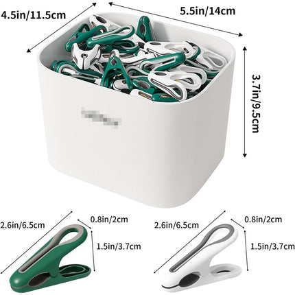 24pcs Clothes Pegs with Storage Basket Laundry Sock Clips Non Slip Drying Hanger