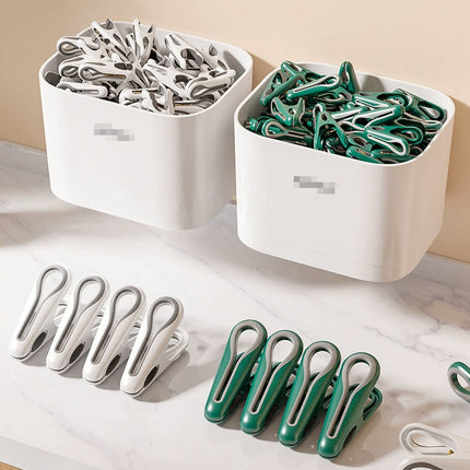 24pcs Clothes Pegs with Storage Basket Laundry Sock Clips Non Slip Drying Hanger