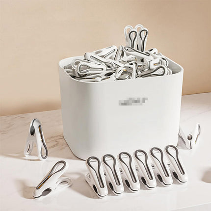 24pcs Clothes Pegs with Storage Basket Laundry Sock Clips Non Slip Drying Hanger