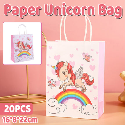 20PCS Unicorn Treat Paper Bags Candy Favour Boxes for Birthday Party 8x14cm