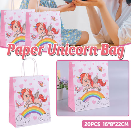 20PCS Unicorn Treat Paper Bags Candy Favour Boxes for Birthday Party 8x14cm