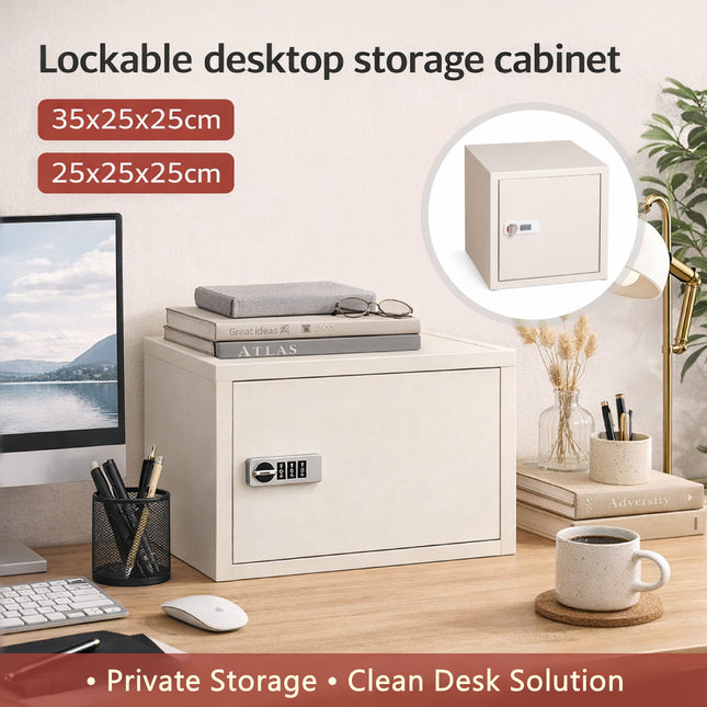 Desktop Lockable Storage Cabinet for Office Documents Personal Item Storage