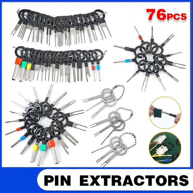 76Pcs/Set Pin Ejector Wire Kit Extractor Auto Terminal Removal Connector Tool - Aimall