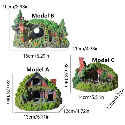 Resin Grass House Aquarium Ornament Natural Fish Tank Decoration Hideaway