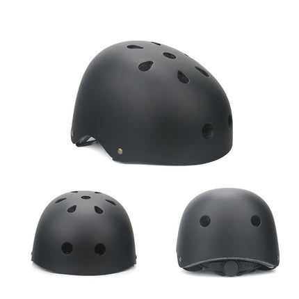 Black Bike Skate Helmet with Adjustable Fit Lightweight Protective Design 3 Sizes
