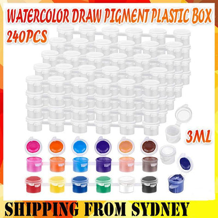 240x Empty Paint Pot 40 Strips Acrylic Mini Watercolor Draw Pigment Plastic Box - Aimall