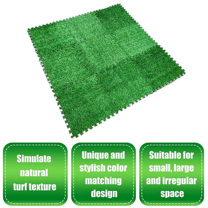 Artificial Grass Mat 12PCS Turf Floor Carpet Green Interlocking Tiles For Garden