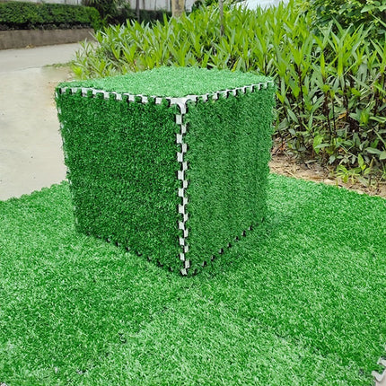 Artificial Grass Mat 12PCS Turf Floor Carpet Green Interlocking Tiles For Garden