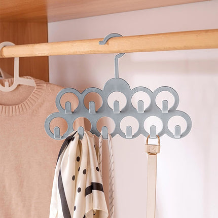 5PCS Non-slip Flocked 11-Hole Hanger for Towels Scarves Ties Drying Storage Rack