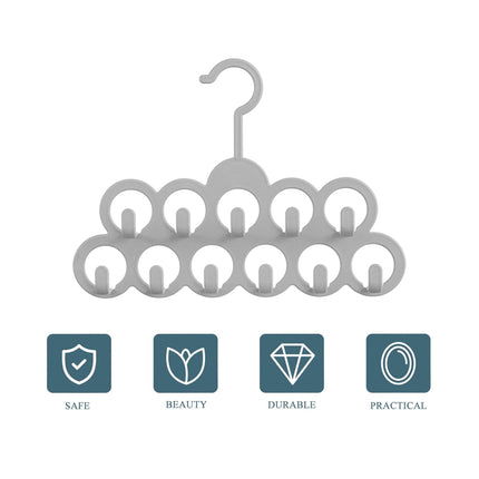 5PCS Non-slip Flocked 11-Hole Hanger for Towels Scarves Ties Drying Storage Rack