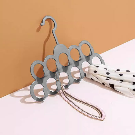 5PCS Non-slip Flocked 11-Hole Hanger for Towels Scarves Ties Drying Storage Rack