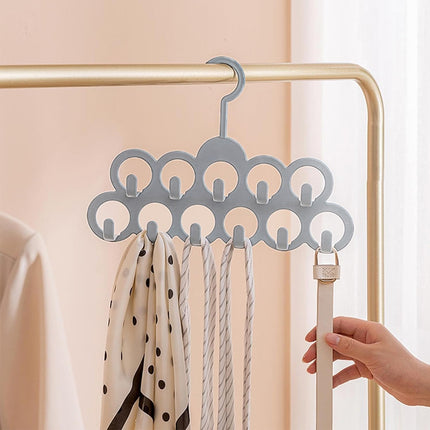 5PCS Non-slip Flocked 11-Hole Hanger for Towels Scarves Ties Drying Storage Rack