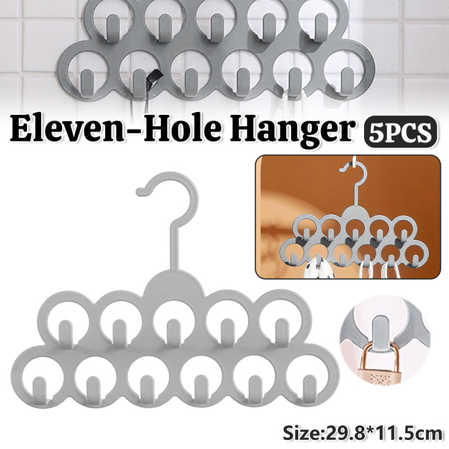5PCS Non-slip Flocked 11-Hole Hanger for Towels Scarves Ties Drying Storage Rack