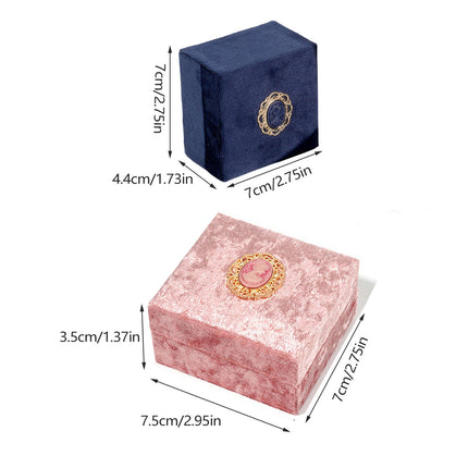 5PCS Pink Vintage Jewelry Velvet Ring Necklance Box Gift Wedding Box