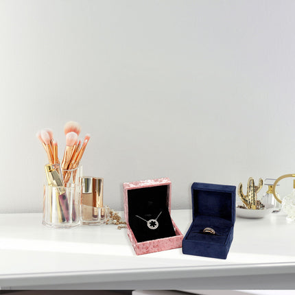 5PCS Pink Vintage Jewelry Velvet Ring Necklance Box Gift Wedding Box