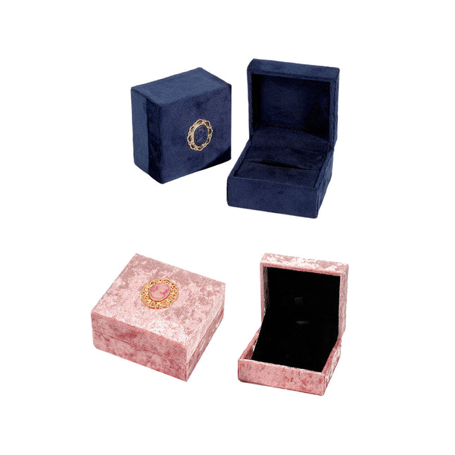5PCS Pink Vintage Jewelry Velvet Ring Necklance Box Gift Wedding Box
