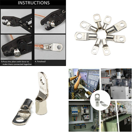 Copper Battery Cable Lug Ring Terminal Assortment Kit with Storage Box