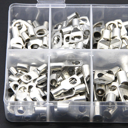 Copper Battery Cable Lug Ring Terminal Assortment Kit with Storage Box