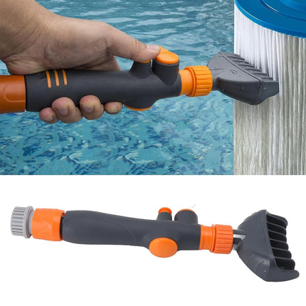 Pool Filter Cartridge Cleaning Brush Handheld Flushing Brush with Hose Connector