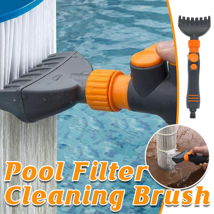 Pool Filter Cartridge Cleaning Brush Handheld Flushing Brush with Hose Connector