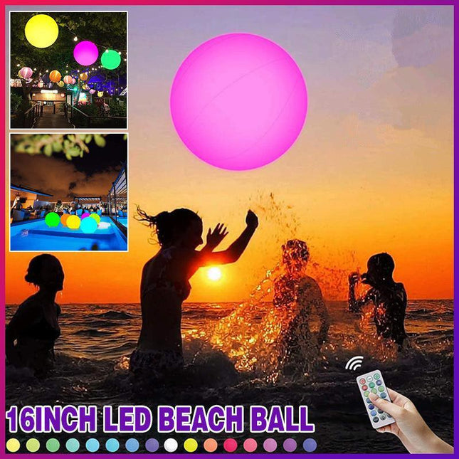 Outdoor Inflatable Beach Ball LED Light Swimming Pool Party Water Game Toys - Aimall