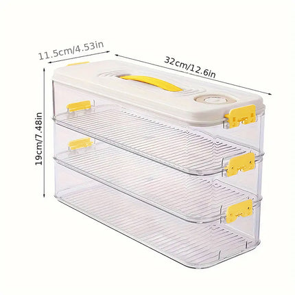 3 Layers Square Food Storage Container with Lid Kitchen Organiser for Meal Prep