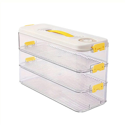 3 Layers Square Food Storage Container with Lid Kitchen Organiser for Meal Prep