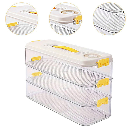 3 Layers Square Food Storage Container with Lid Kitchen Organiser for Meal Prep