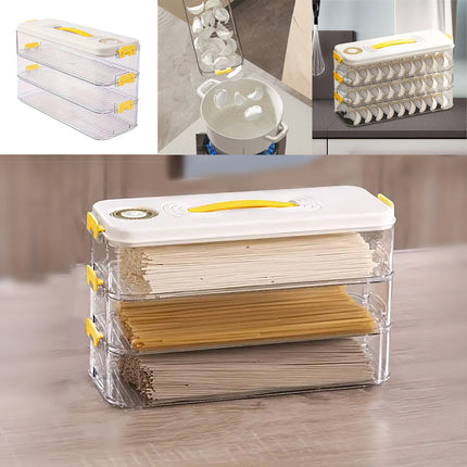 3 Layers Square Food Storage Container with Lid Kitchen Organiser for Meal Prep