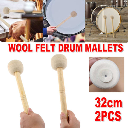 2pcs Felt Drumsticks Gong Mallets Soft Hammer Drum Accessories Percussion Tools