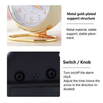 Creative Silent Battery Operated Desk Alarm Clock with Noctilucent For Bedroom