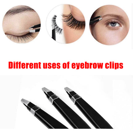 3PCS Stainless Steel Slanted Tip Eyebrow  Set for Facial Hair and Beauty Care