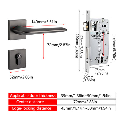 Room Door Lock Modern Style Black Bedroom Door Handle Interior Light Luxury