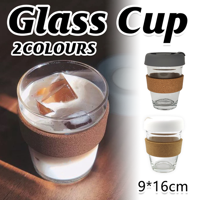 Glass Mug With Lid Silicone Cork Sleeve Leakproof Anti Scalding Insulated Cup