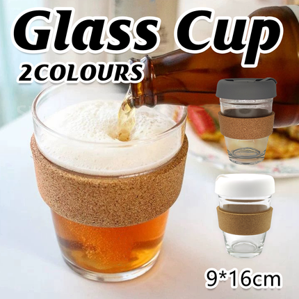 Glass Mug With Lid Silicone Cork Sleeve Leakproof Anti Scalding Insulated Cup