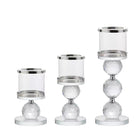 3pcs Tall Glass Candlestick Ornaments Crystal Sphere Metal Accent Candle Cups
