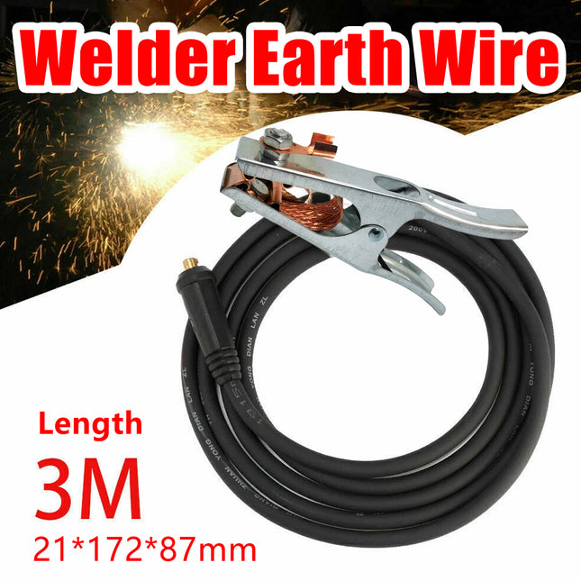 300A Welding Ground Earth Clamp Clip 3M Cable 10-25 Plug For MIG TIG ARC Welder