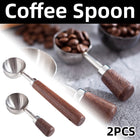 2PCS Stainless Steel Walnut Coffee Spoon Food Grade for Home Café Durable