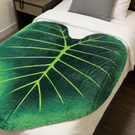 Tropical Leaf Throw Blanket Soft Nap Air Conditioning Cover Single Bed