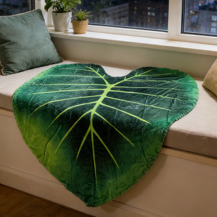 Tropical Leaf Throw Blanket Soft Nap Air Conditioning Cover Single Bed
