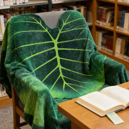 Tropical Leaf Throw Blanket Soft Nap Air Conditioning Cover Single Bed
