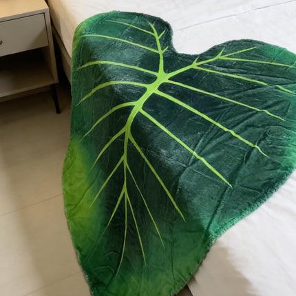 Tropical Leaf Throw Blanket Soft Nap Air Conditioning Cover Single Bed