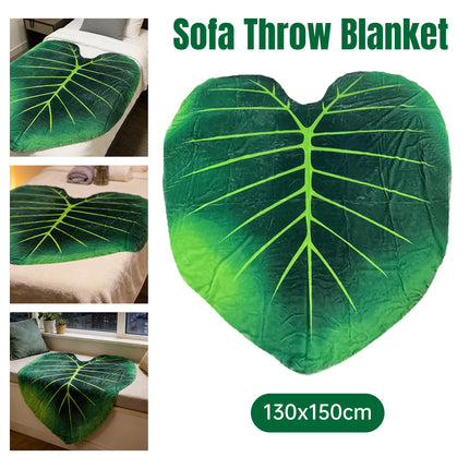 Tropical Leaf Throw Blanket Soft Nap Air Conditioning Cover Single Bed