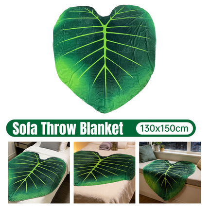 Tropical Leaf Throw Blanket Soft Nap Air Conditioning Cover Single Bed