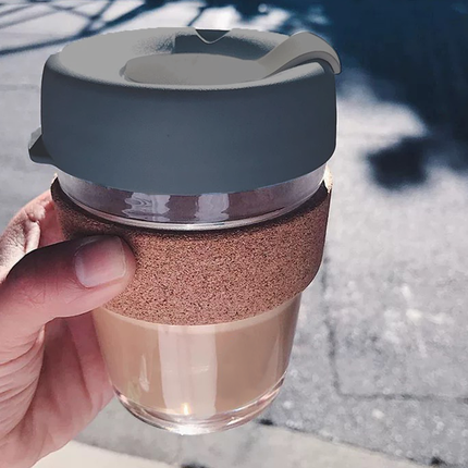 Glass Mug With Lid Silicone Cork Sleeve Leakproof Anti Scalding Insulated Cup