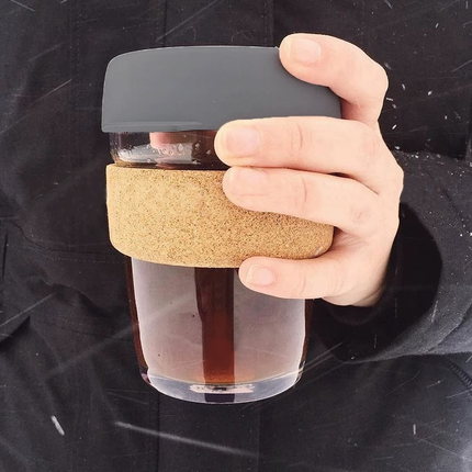 Glass Mug With Lid Silicone Cork Sleeve Leakproof Anti Scalding Insulated Cup