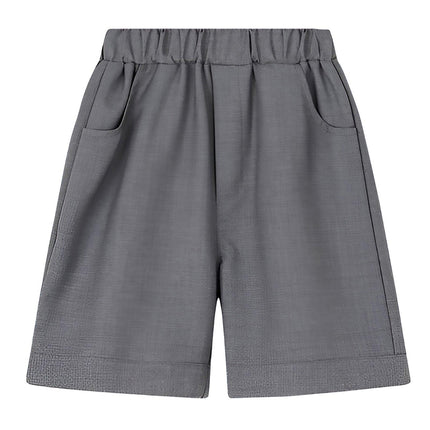 Grey Kids Boys Summer Shorts Casual Sport Elastic Waist Pants Breathable Cotton - Aimall