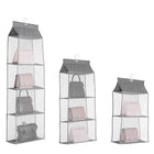 Grey Bag Storage Holder Wardrobe Closet Hanging Handbag Organizer 2/3/4 Pockets Shelf - Aimall