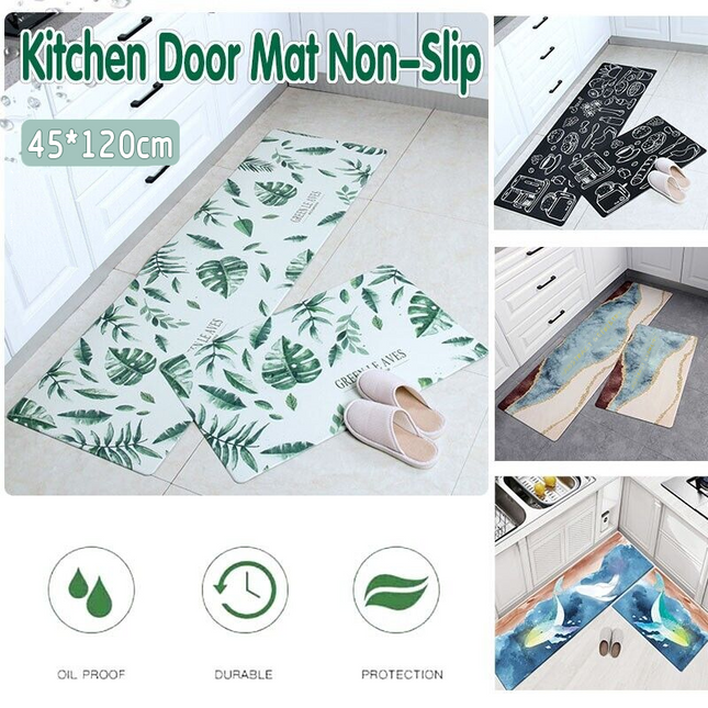 45x120cm Kitchen Door Mat Non-Slip Waterproof PVC Floor Rug Carpet Anti-Oil Easy Clean